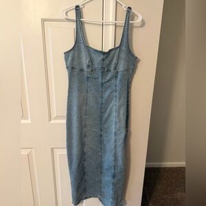 wild fable Light Blue Denim Midi Dress